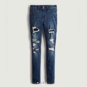 Mid-Rise Ripped Dark Wash Jean Leggings